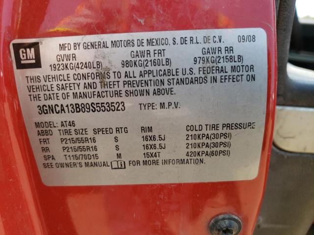 3GNCA13B89S553523 - 2009 CHEVROLET HHR LS 红色 照片 12