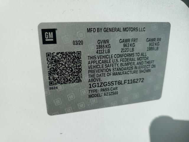 1G1ZG5ST6LF116272 - 2020 CHEVROLET MALIBU RS 白色 照片 12