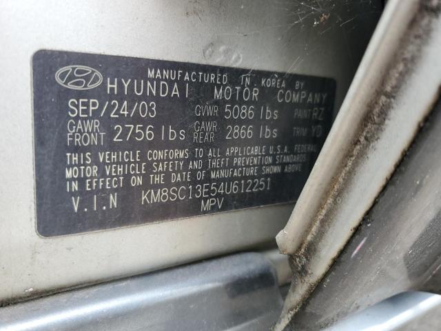 KM8SC13E54U612251 - 2004 HYUNDAI SANTA FE GLS SILVER photo 12