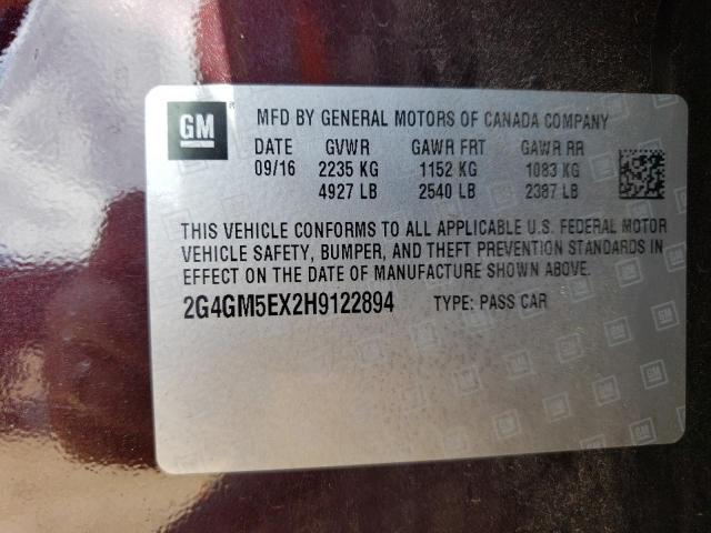 2G4GM5EX2H9122894 - 2017 BUICK REGAL 栗色 照片 12