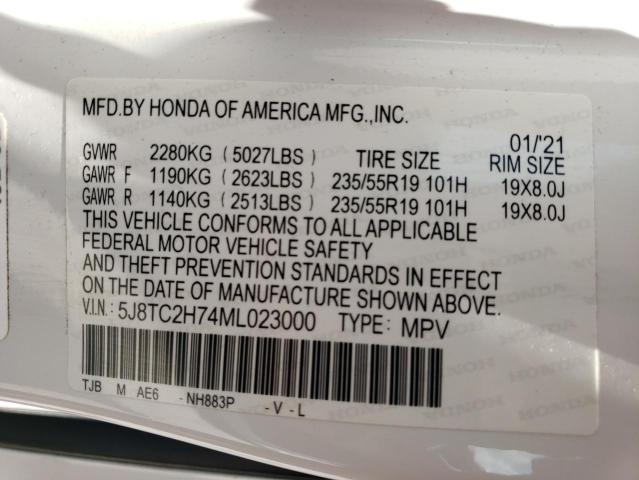 5J8TC2H74ML023000 - 2021 ACURA RDX ADVANCE WHITE photo 14