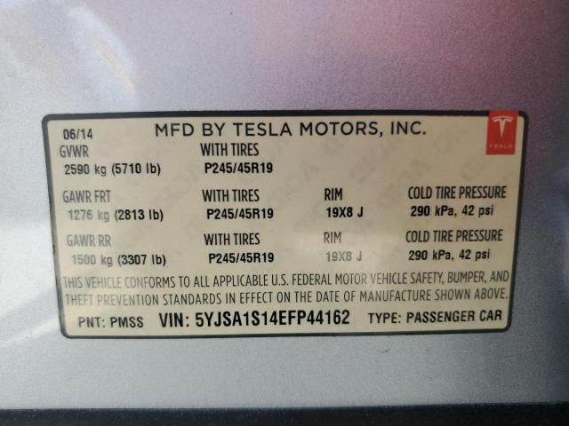 5YJSA1S14EFP44162 - 2014 TESLA MODEL S BLUE photo 12