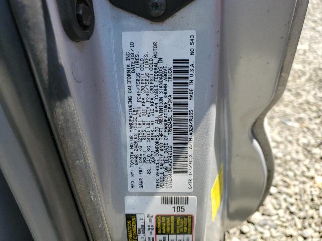 5TEUX4EN1AZ742112 - 2010 TOYOTA TACOMA ACCESS CAB ვერცხლისფერი ფოტო 12