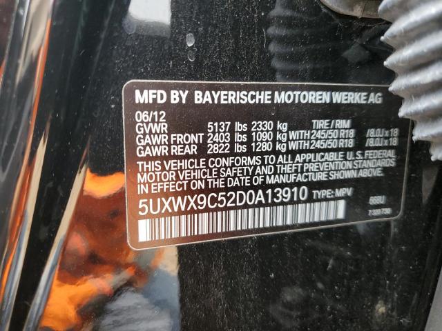 5UXWX9C52D0A13910 - 2013 BMW X3 XDRIVE28I BLACK photo 12