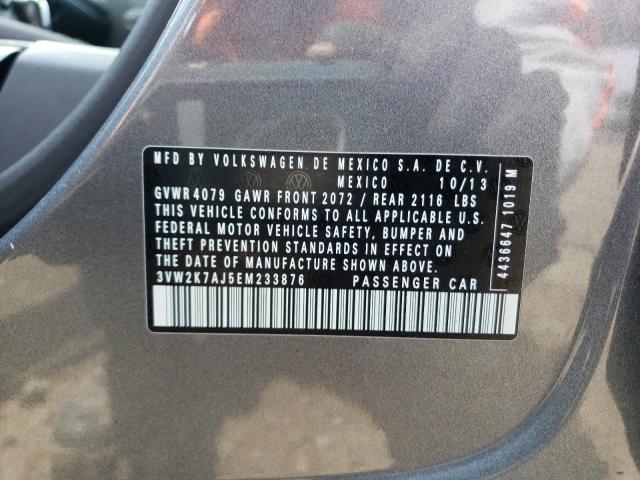 3VW2K7AJ5EM233876 - 2014 VOLKSWAGEN JETTA BASE رمادي صورة 12