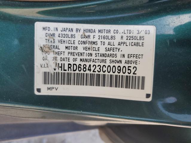 JHLRD68423C009052 - 2003 HONDA CR-V LX GREEN photo 13