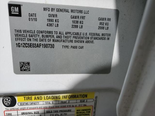 1G1ZC5E03AF190730 - 2010 CHEVROLET MALIBU 1LT 白色 照片 12