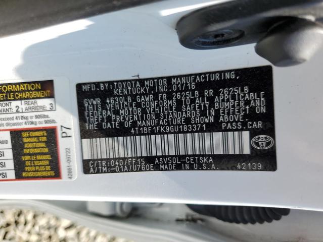 4T1BF1FK9GU183371 - 2016 TOYOTA CAMRY LE WHITE photo 12