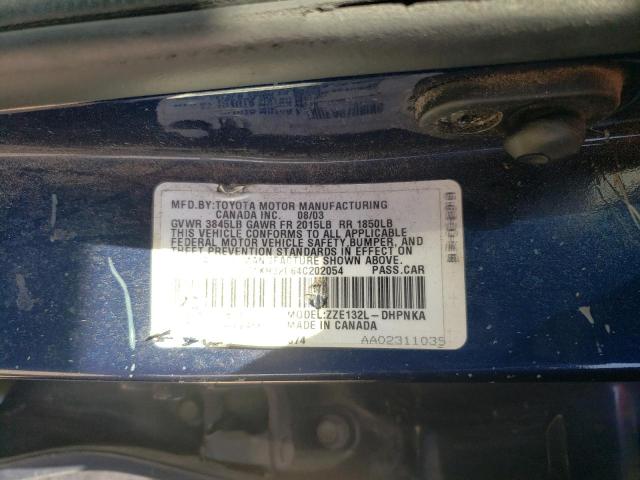 2T1KR32E64C202054 - 2004 TOYOTA COROLLA MA XR BLUE photo 12