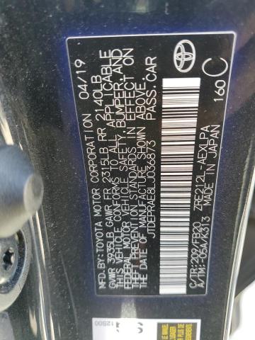 JTDEPRAE8LJ036873 - 2020 TOYOTA COROLLA LE GRAY photo 12