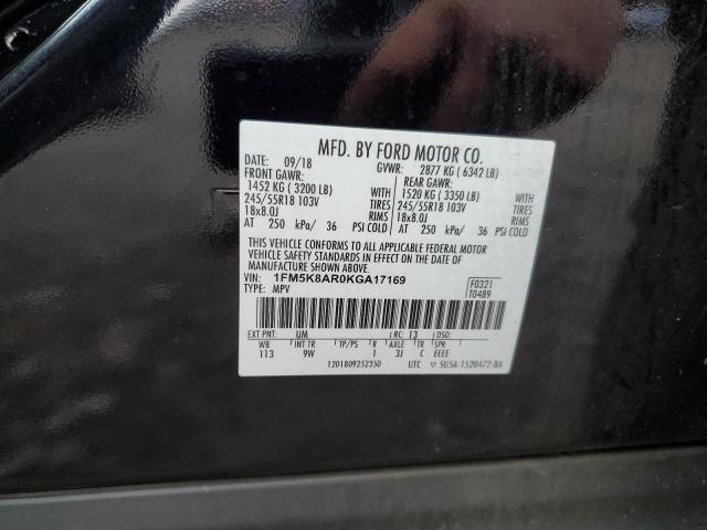 1FM5K8AR0KGA17169 - 2019 FORD EXPLORER POLICE INTERCEPTOR 黑色 照片 13