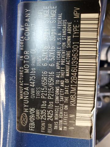 KM8JM12B46U396301 - 2006 HYUNDAI TUCSON GL BLUE photo 12