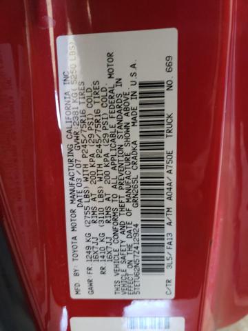 5TETU62N57Z412924 - 2007 TOYOTA TACOMA PRERUNNER ACCESS CAB RED photo 12
