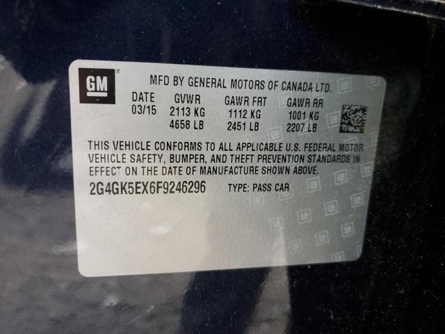 2G4GK5EX6F9246296 - 2015 BUICK REGAL BLUE photo 12