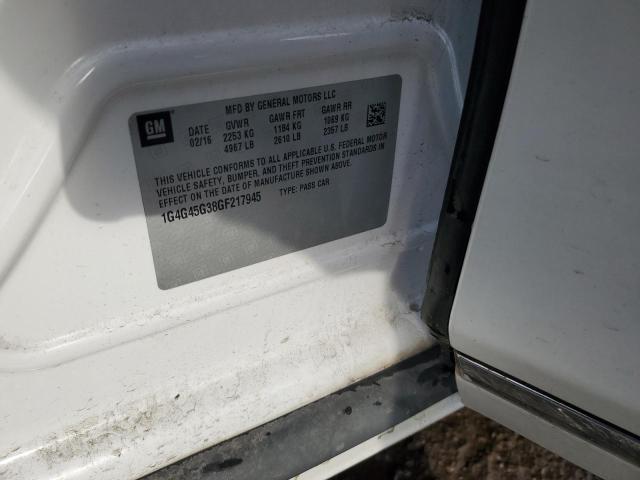 1G4G45G38GF217945 - 2016 BUICK LACROSSE SPORT TOURING WHITE photo 12