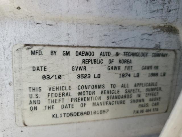 KL1TD5DE6AB101657 - 2010 CHEVROLET AVEO LS Ağ foto 12