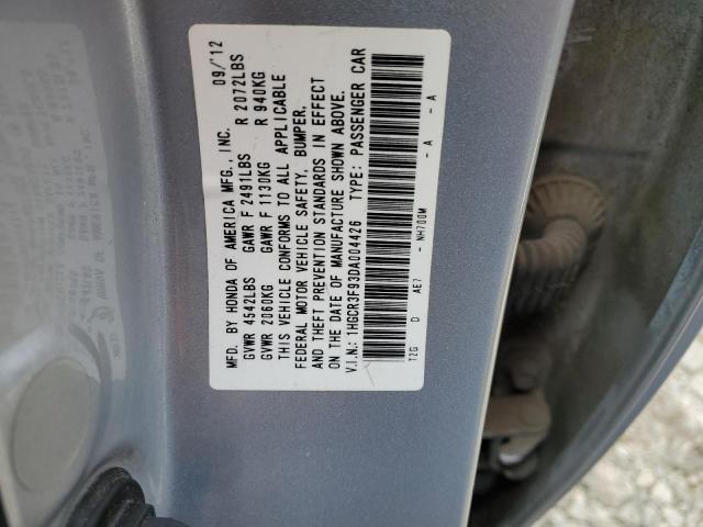 1HGCR3F93DA004426 - 2013 HONDA ACCORD TOURING SILVER photo 12