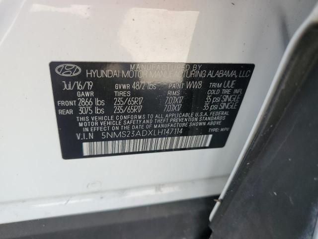 5NMS23ADXLH147114 - 2020 HYUNDAI SANTA FE SE WHITE photo 13