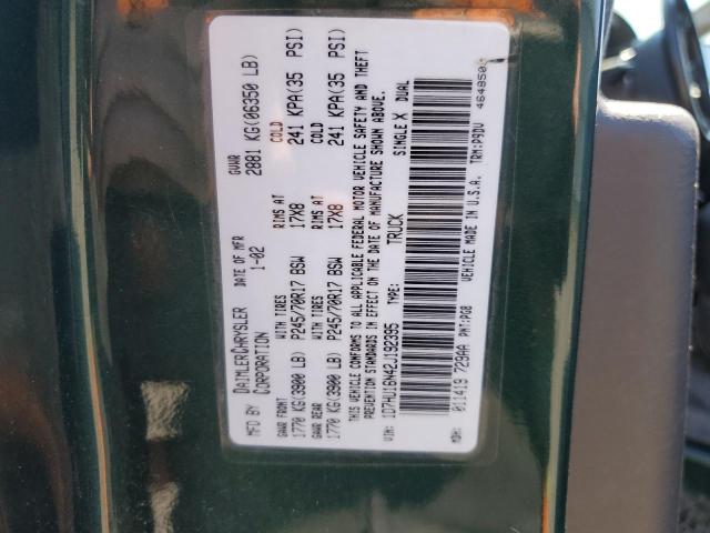 1D7HU16N42J192395 - 2002 DODGE RAM 1500 GREEN photo 12