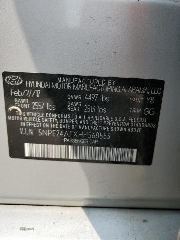 5NPE24AFXHH568555 - 2017 HYUNDAI SONATA SE GRAY photo 13