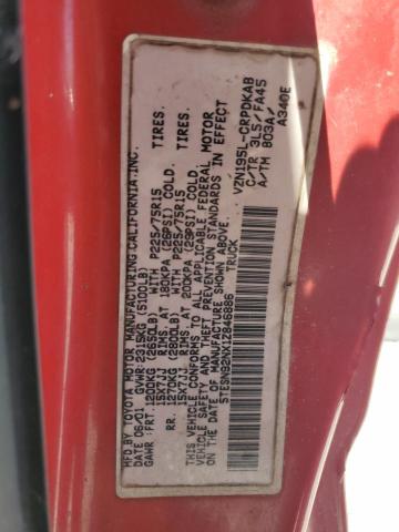 5TESN92NX1Z846886 - 2001 TOYOTA TACOMA XTRACAB PRERUNNER წითელი ფოტო 13