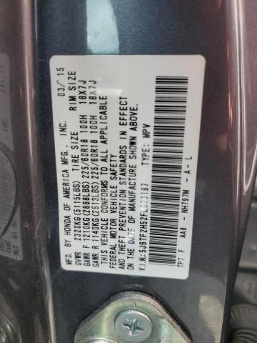 5J6TF2H52FL003197 - 2015 HONDA CROSSTOUR EXL გრაფიტი ფოტო 12