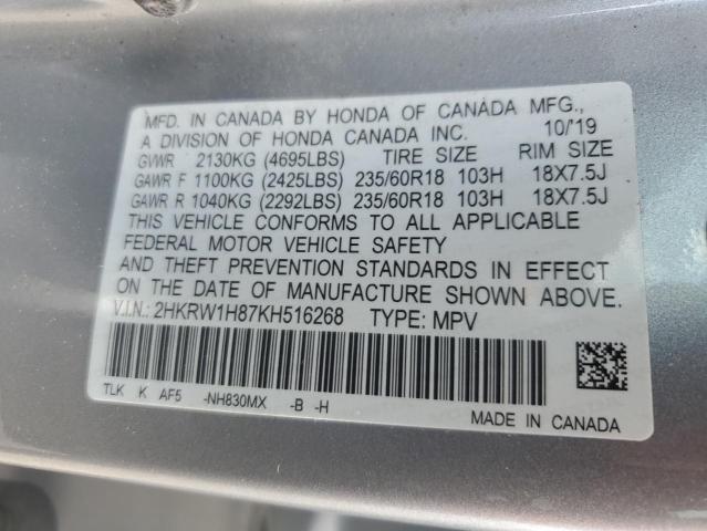 2HKRW1H87KH516268 - 2019 HONDA CR-V EXL SILVER photo 14