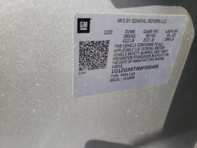 1G1ZG5ST0MF055406 - 2021 CHEVROLET MALIBU RS SILVER photo 12