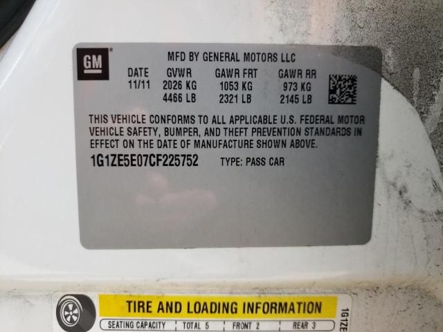 1G1ZE5E07CF225752 - 2012 CHEVROLET MALIBU LTZ თეთრი ფოტო 12