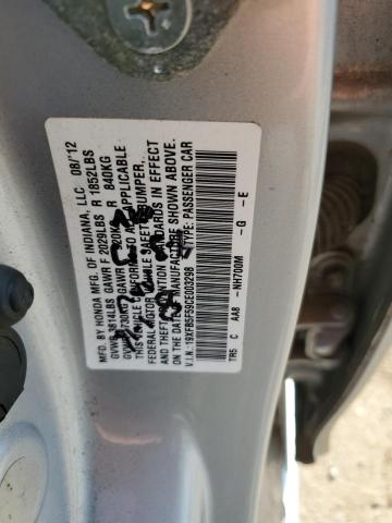 19XFB5F59CE003298 - 2012 HONDA CIVIC NATURAL GAS SILVER photo 12