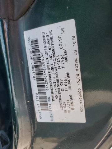 JM1NB353410202913 - 2001 MAZDA MX-5 MIATA BASE GREEN photo 12