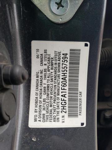 2HGFA1F60AH557594 - 2010 HONDA CIVIC LX-S Сұр фото 12