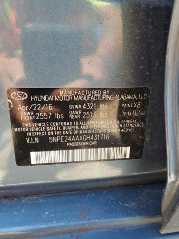 5NPE24AAXGH431716 - 2016 HYUNDAI SONATA ECO BLUE photo 12