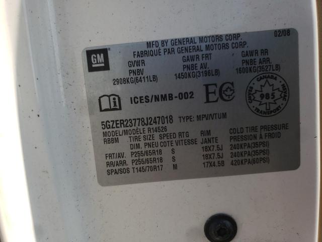 5GZER23778J247018 - 2008 SATURN OUTLOOK XR WHITE photo 13