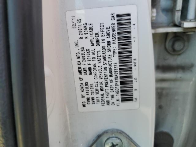 1HGCP2F82BA093328 - 2011 HONDA ACCORD EXL WHITE photo 12