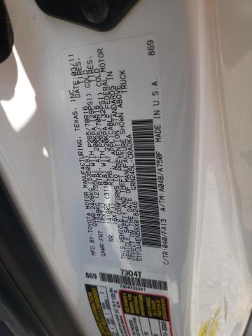 5TFUU4EN5BX018246 - 2011 TOYOTA TACOMA ACCESS CAB თეთრი ფოტო 12