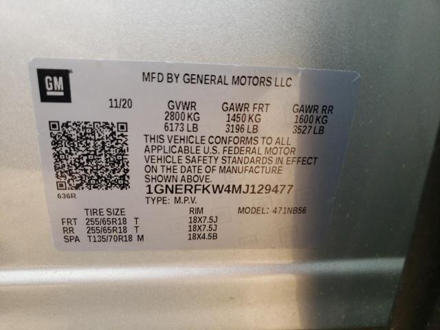 1GNERFKW4MJ129477 - 2021 CHEVROLET TRAVERSE LS SILVER photo 12