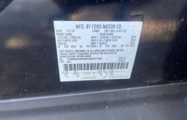 1FM5K8AR8KGA53126 - 2019 FORD EXPLORER POLICE INTERCEPTOR BLACK photo 10