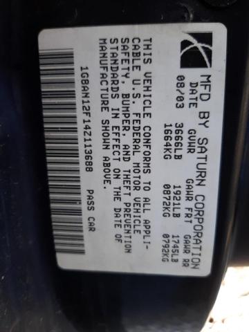 1G8AN12F14Z113688 - 2004 SATURN ION LEVEL 2 蓝色 照片 12
