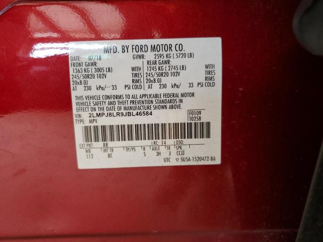 2LMPJ8LR9JBL46584 - 2018 LINCOLN MKX RESERVE Կարմիր լուսանկար 13