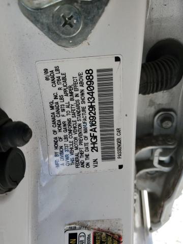 2HGFA16929H340988 - 2009 HONDA CIVIC EXL WHITE photo 12