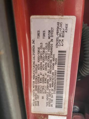 5TEGN92N44Z310669 - 2004 TOYOTA TACOMA DOUBLE CAB PRERUNNER RED photo 13