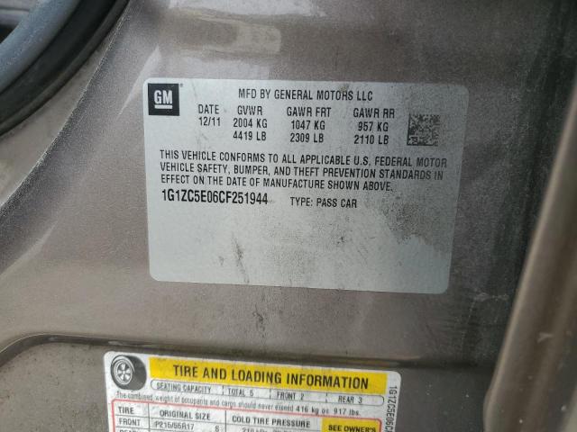 1G1ZC5E06CF251944 - 2012 CHEVROLET MALIBU 1LT GRAY photo 12