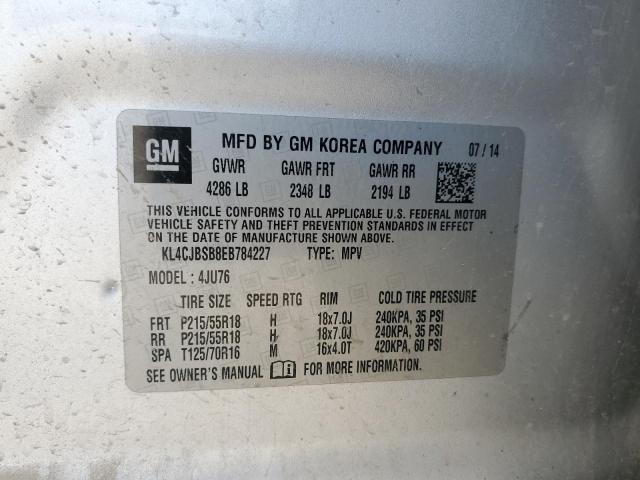 KL4CJBSB8EB784227 - 2014 BUICK ENCORE CONVENIENCE 银色 照片 13