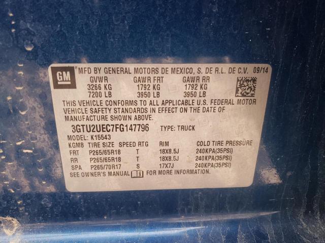 3GTU2UEC7FG147796 - 2015 GMC SIERRA K1500 SLE BLUE photo 12