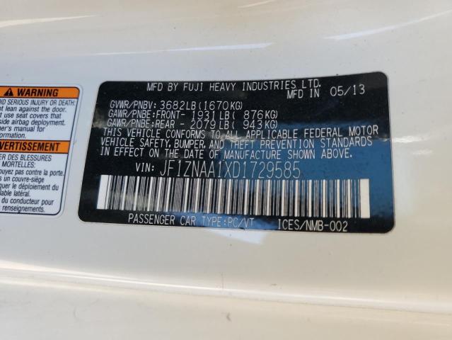 JF1ZNAA1XD1729585 - 2013 TOYOTA SCION FR-S WHITE photo 12