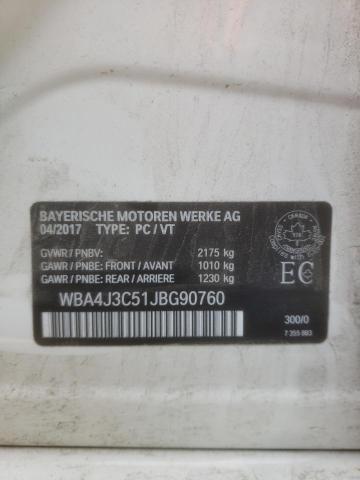 WBA4J3C51JBG90760 - 2018 BMW 430XI GRAN COUPE WHITE photo 12