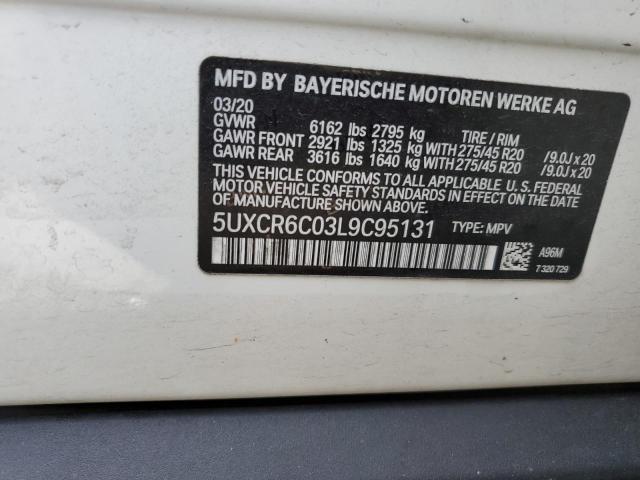 5UXCR6C03L9C95131 - 2020 BMW X5 XDRIVE40I WHITE photo 13