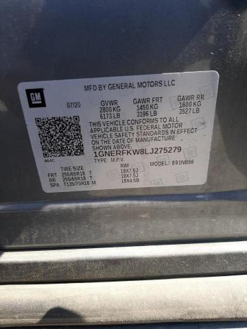 1GNERFKW8LJ275279 - 2020 CHEVROLET TRAVERSE LS GRAY photo 13