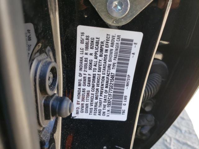 19XFC1F77GE215467 - 2016 HONDA CIVIC EXL BLACK photo 12